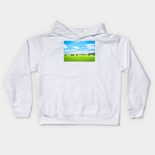 Cattle in a Pasture Kids Hoodie by Gestalt Imagery